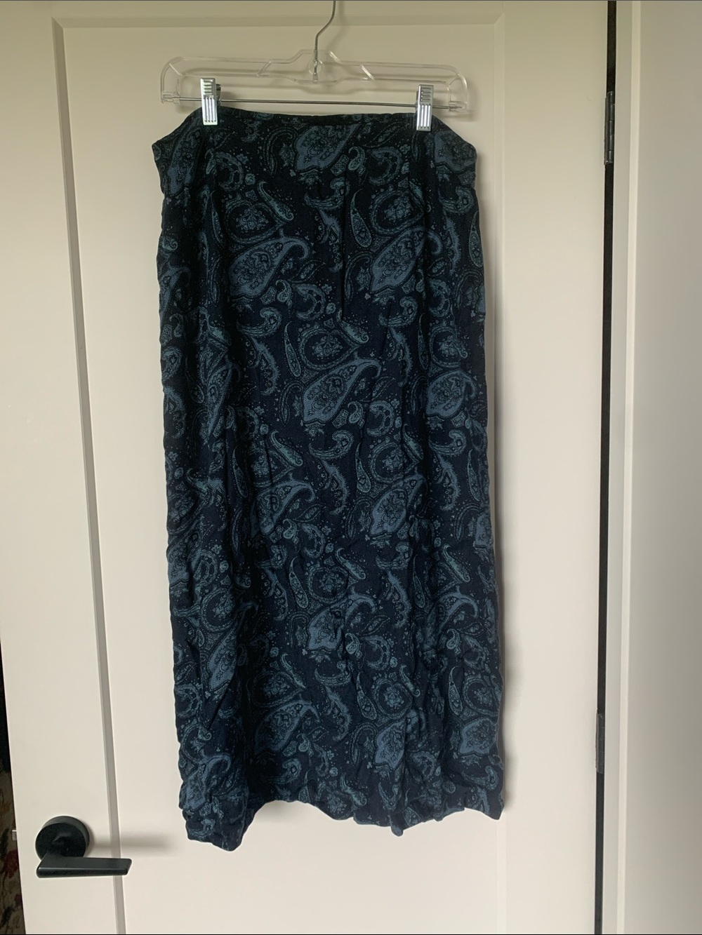 Women's Dark Blue Paisley Maxi Skirt - academia bohemian fall vintage